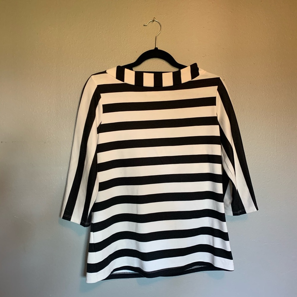 Anthropologie 3/4 Length Sleeve B&W stripe blouse
